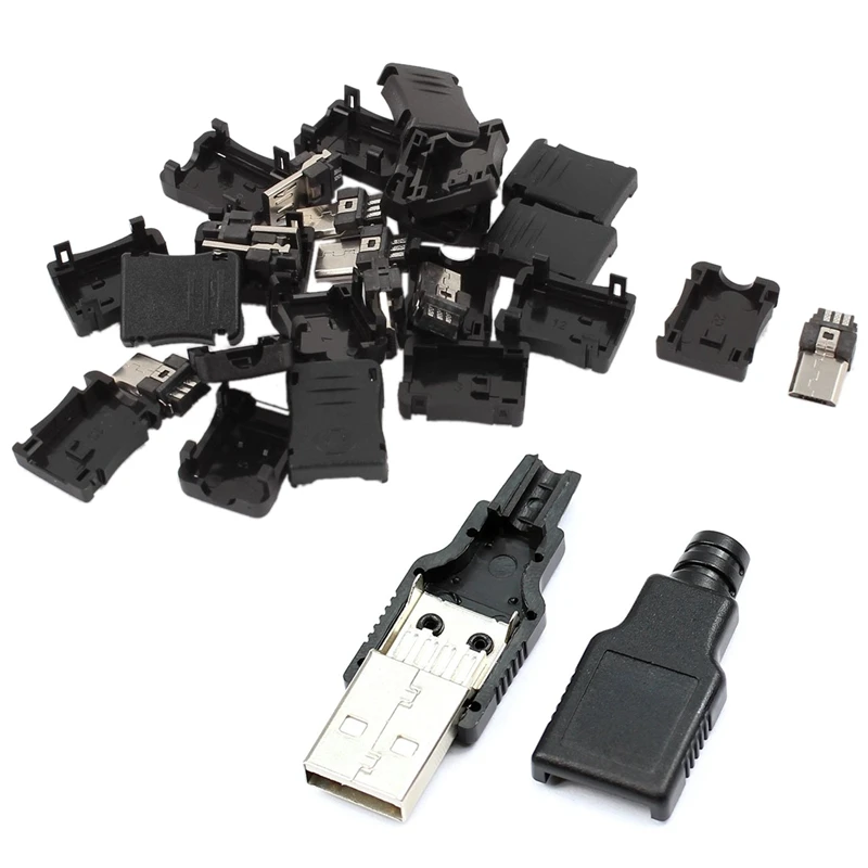 Новинка 10 шт. Тип A входящий штекер USB 4 Pin разъем с черной Пластик защитным кожухом