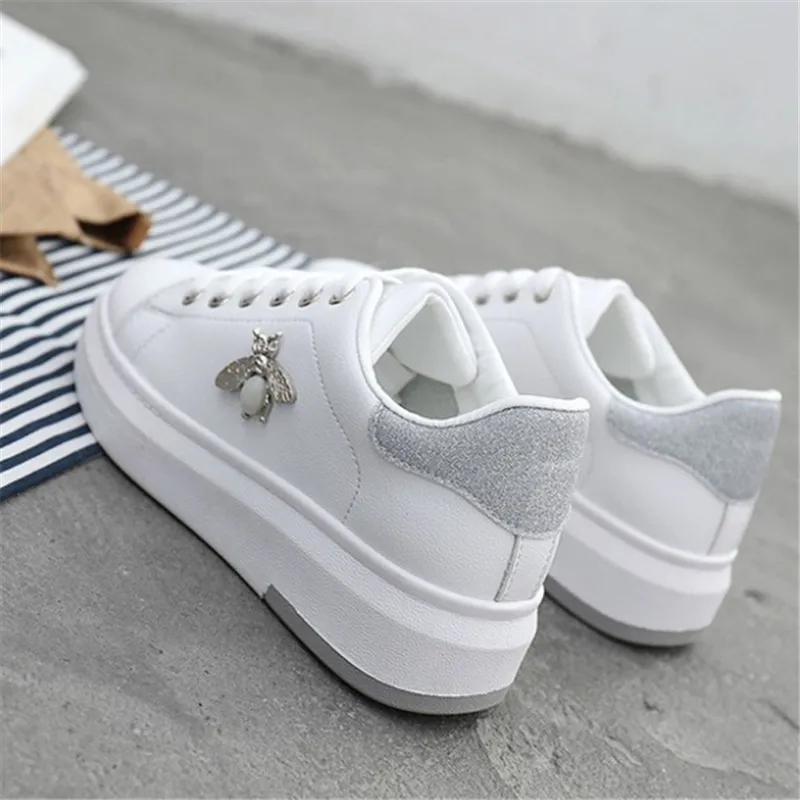 Женские кроссовки из ПУ кожи дышащие на платформе Повседневная Мягкая модная