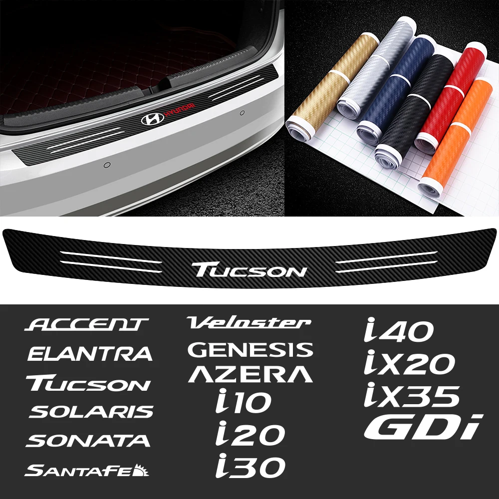 

Car Trunk Carbon Fiber Protector Stickers For Hyundai Accent Elantra Tucson Solaris Sonata Santafe Genesis Azera GDI i30 ix35