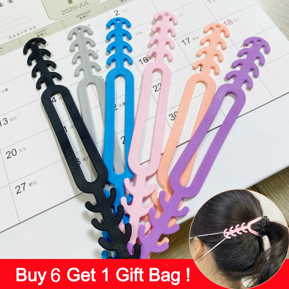 

6pcs TPR Adjustable Anti-slip Face Mask Ear Hook Grips Earache Prevention Extender Men Women Kids Face Masks Buckle Accessories