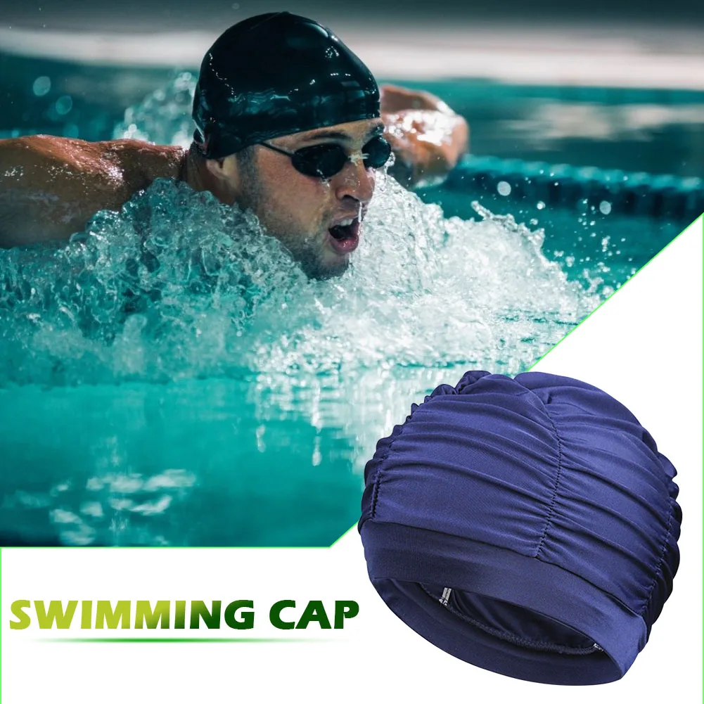 

Sexy Lady Womens Girls Long Hair Swim Cap Stretch Hat Drape Bathing Swimming Cap Drape Stretch Sports Seaside Fold Swim hat