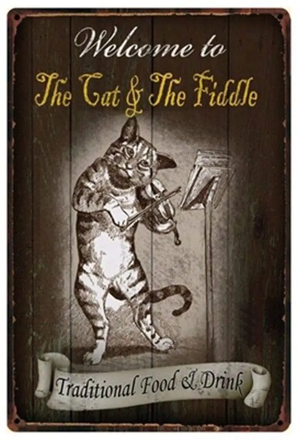 

Vintage Metal Tin Sign Cute Cat Animals Music for Home Bar Pub Kitchen Garage Restaurant Wall Deocr Plaque Signs
