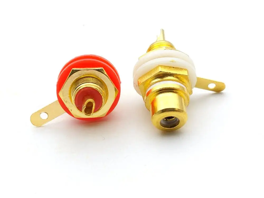 20 шт./лот позолоченный RCA гнездовой разъем аудио усилитель шасси розетка красный