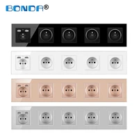 electrical outlet multi connection french standard wall crystal glass 5 frame power plug socket with usb for home 16a 43086mm