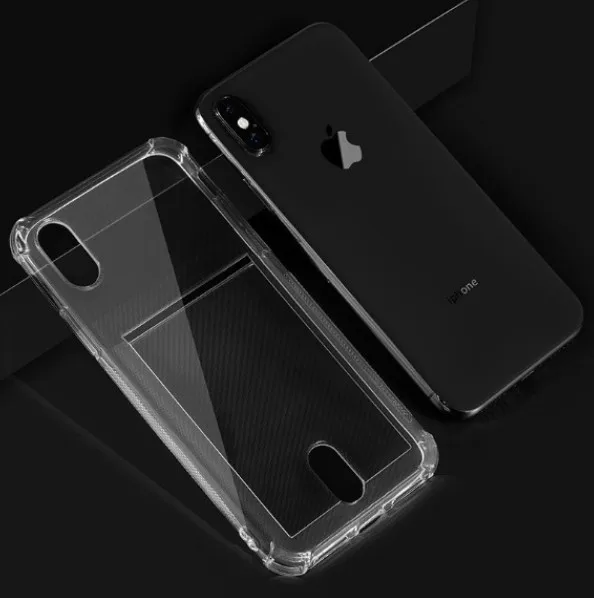 Transparent Airbag Card Holder Phone Case ID Credit Slot Soft Clear Cover for iPhone 11 Pro XS Max 6 6S 7 8 Plus X XR | Мобильные