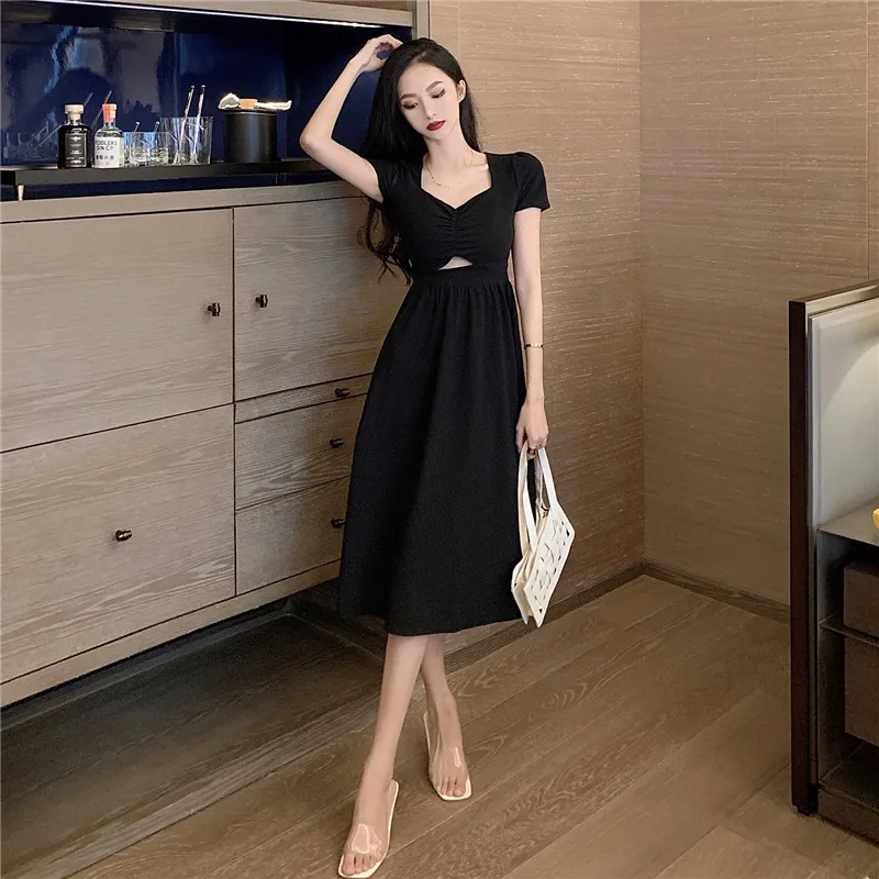 Новинка 2021 летнее модное повседневное соблазнительное черное ажурное платье с