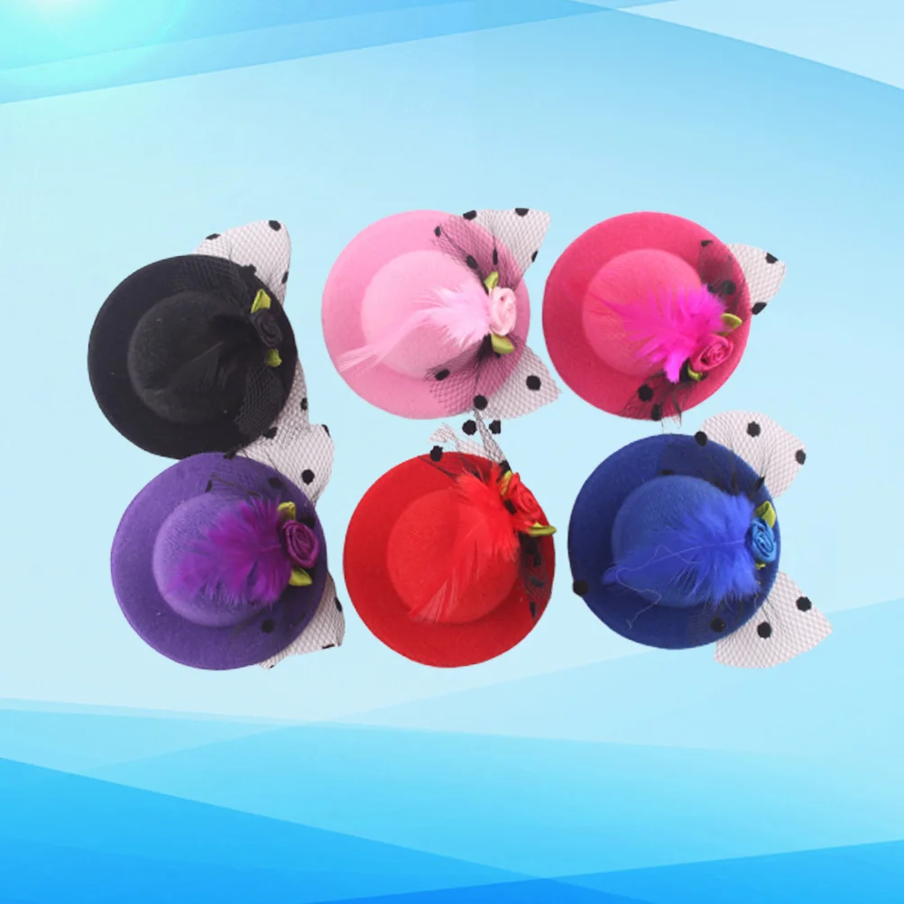 

6Pcs Feather Hat Shaped Hair Clips Hair Adorable Bobby Kids Headdress (Color 6 Colors)