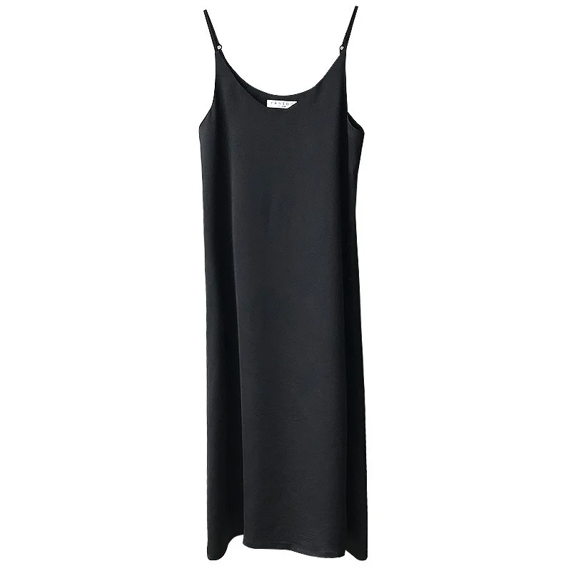 

Spring 2020 Woman Tank Dress Casual Satin Sexy Camisole Elastic Female Home Beach Dresses