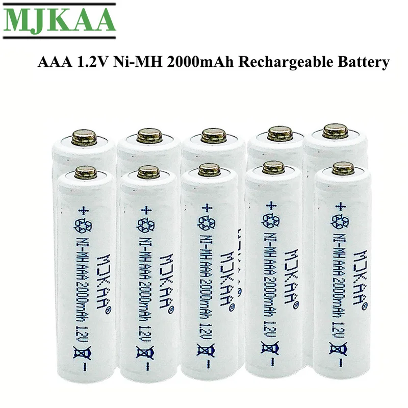 MJKAA 10 шт. AAA 2000 мАч аккумуляторная батарея 1 2 в Ni MH 3A предварительно заряженные