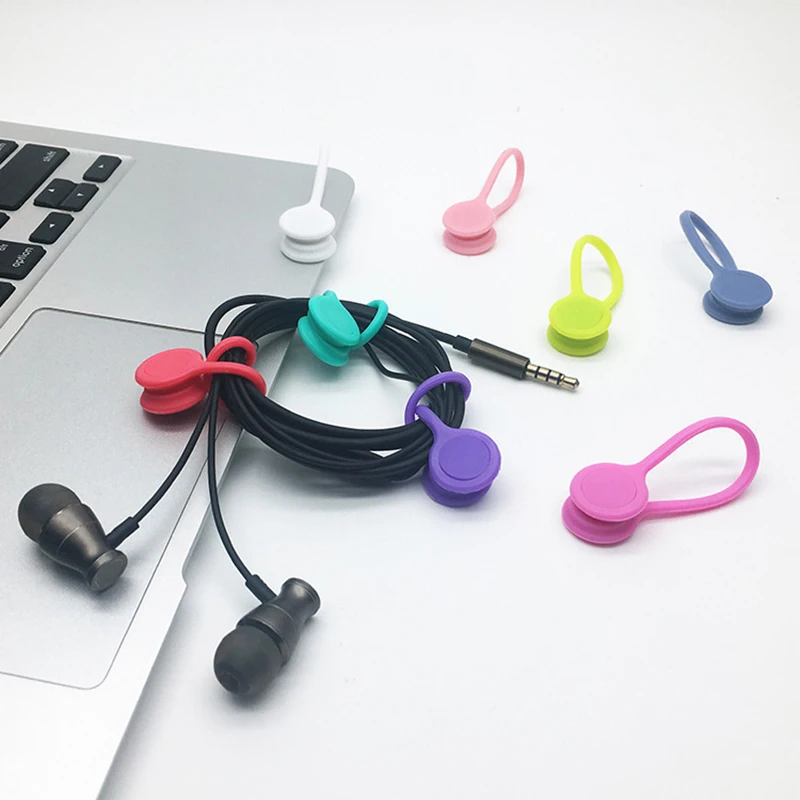 3Pcs/lots Silicone Magnetic Earphone Cord Winder Wire Cable Organizer Holder Magnet Headphones Cables Storage Clips | Дом и сад
