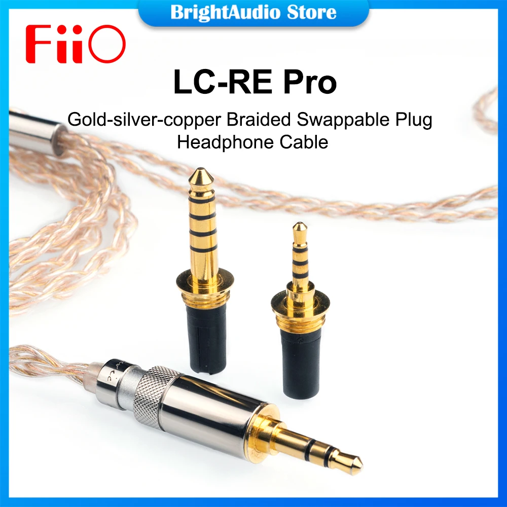 FiiO LC-RE Pro 2022 золотистый серебристый медный плетеный сменный штекер кабель для