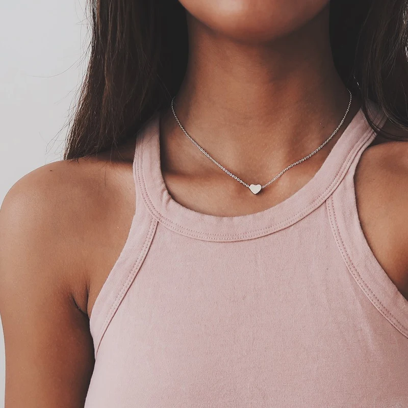 

Fashion Love Heart Pendant Necklace Charms Women Simple Clavicle Choker Chain Necklace Statement Girlfriend Gifts