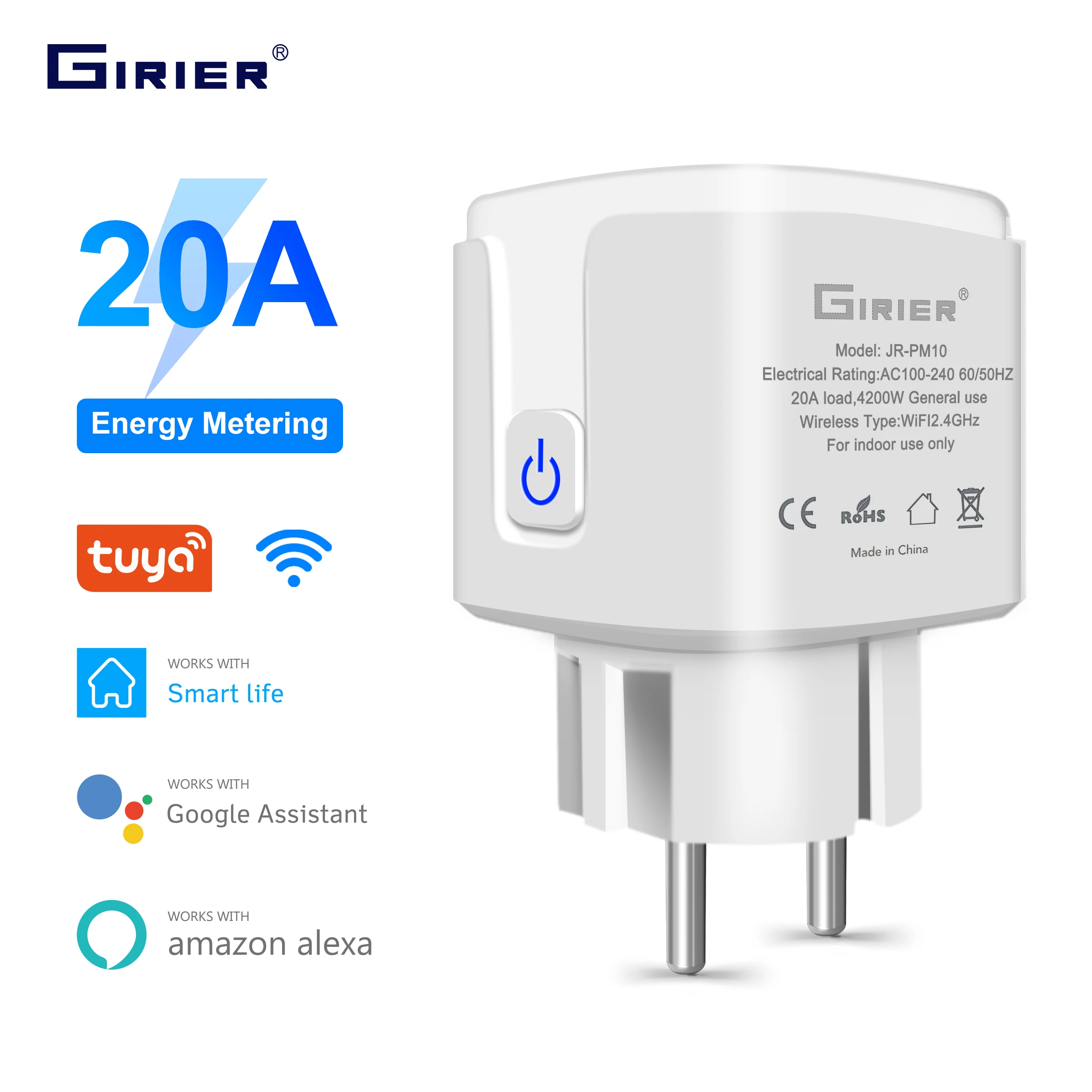 Умная розетка GIRIER Tuya с поддержкой Wi-Fi 4200 Вт | Электроника