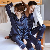 new couple sleepwear silk satin pajamas set long and short button down pyjamas suit pijama women men loungewear plus size pj set