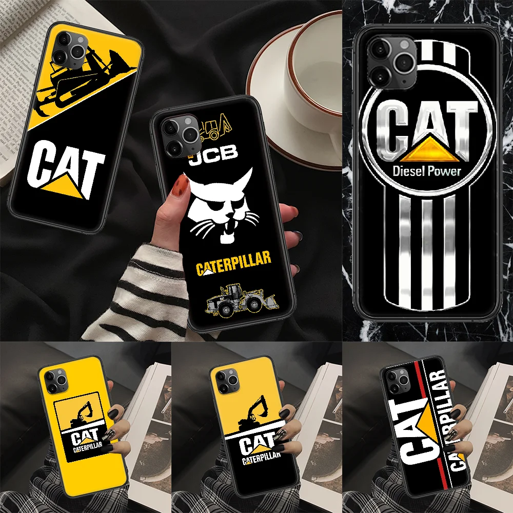 

Excavator Cat Phone Case Cover Hull For iphone 5 5s se 2 6 6s 7 8 12 mini plus X XS XR 11 PRO MAX black tpu coque fashion cover