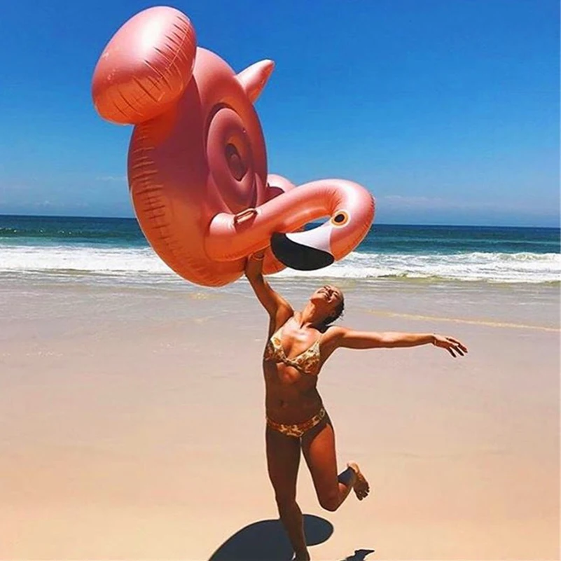 

Rose Gold Inflatable Flamingo Swimming Float Tube Raft Adult Giant pool Float Ride-On Swimming Ring Summer Water Fun Pool Toys