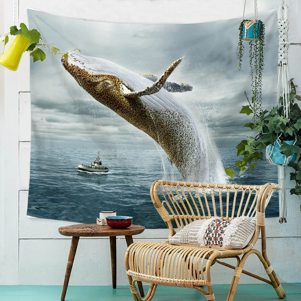 Гобелен с животными Fish декоративное художественное настенное богемное