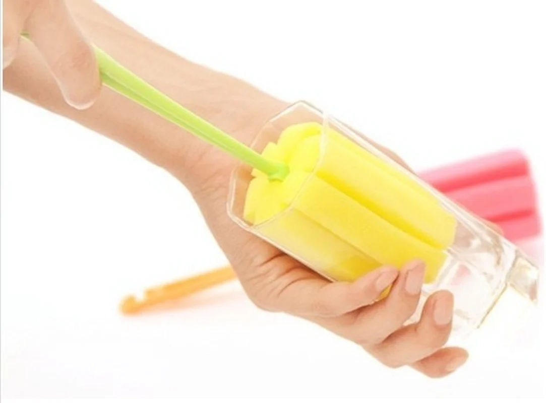 1 ШТ. Длинная ручка Губка Щетка бутылки Кубок Стеклянные Средства для мытья Кухня на.