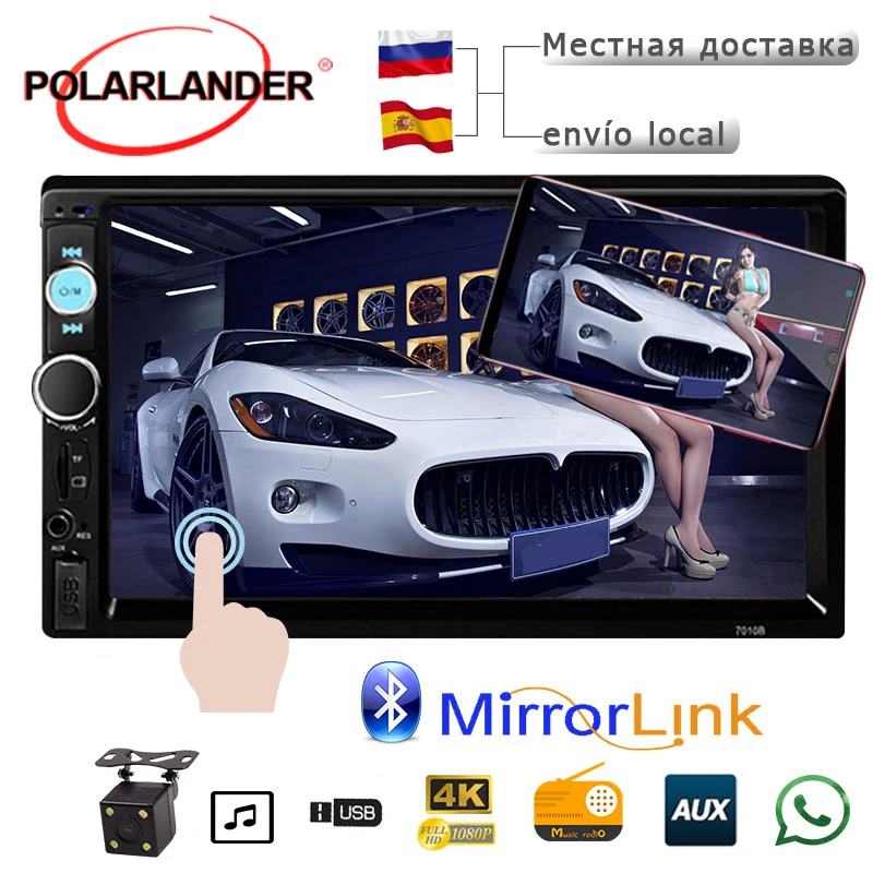 Новое поступление 2 Din 7 ''дюймовый ЖК сенсорный экран автомобильный Радио плеер Поддержка BLUETOOTH hands free 1080P фильм камера заднего вида автомобильный аудио