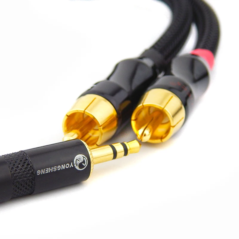 Hi Fi кабель 3 5 мм в rca разъем AUX аудиосигнал линейный штекер преобразование двух RCA