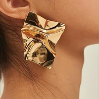 em106 european and american exaggerated personality geometry mirror metal earrings personality accessories wholesale