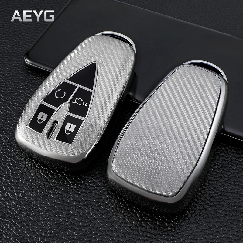 

Carbon Style Car Remote Key Case Cover Shell For Changan EADO CS35Plus CS55Plus CS75Plus Protector Holder Keychain Accessories