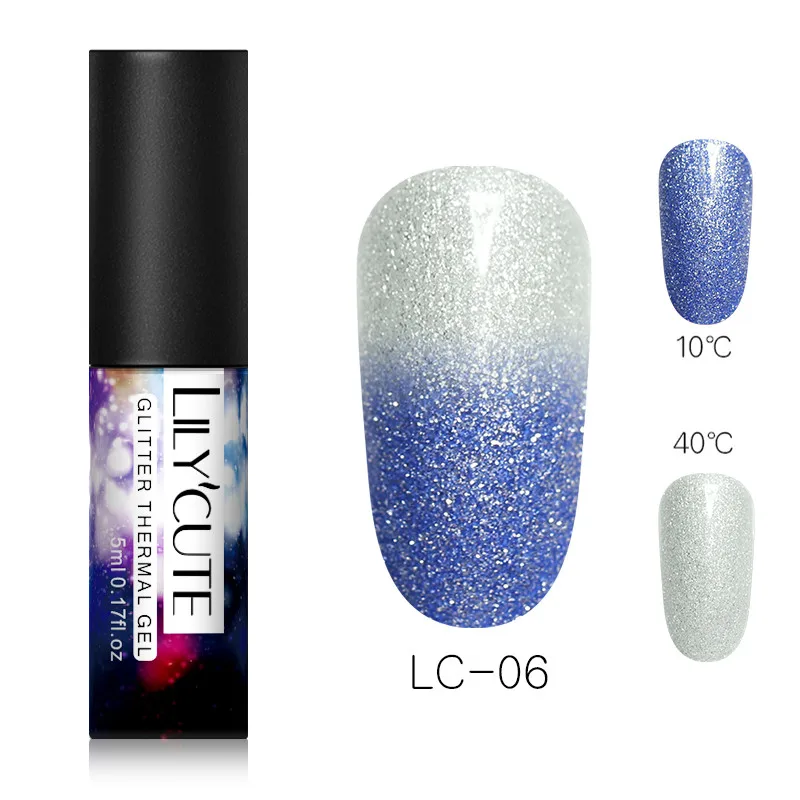 Glitter 5ml 06 LICYCUTE 7 мл термальный Гель-лак для ногтей Блеск изменение температуры замачиваемый УФ-гель лак стойкий лак для ногтей - Цвет: Glitter 5ml 06