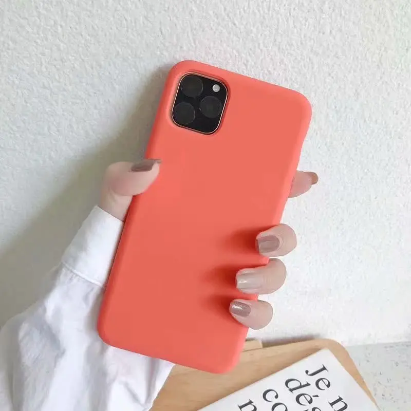Coral Red Sealed Liquid silicone Phone Case For iPhone 11, 11 Pro Phone Case For iPhone 11 PRO Max 6.5 inch Phone Back Coque Cover Case - Цвет: Coral Red