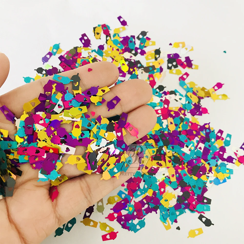 PrettyG 1 коробка разноцветная кофейная чашка Форма ногтей блестками и пайетками для