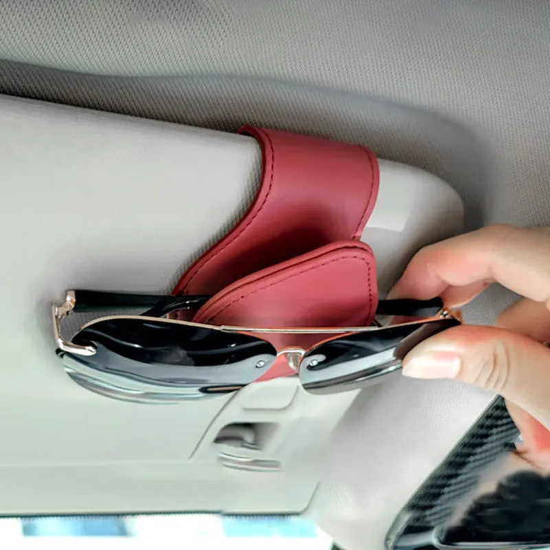 

Car Sun Visor Glasses Holder Leather Multi-function Bill Card Holder New Sunglasses Box Car Sunglasses Holder