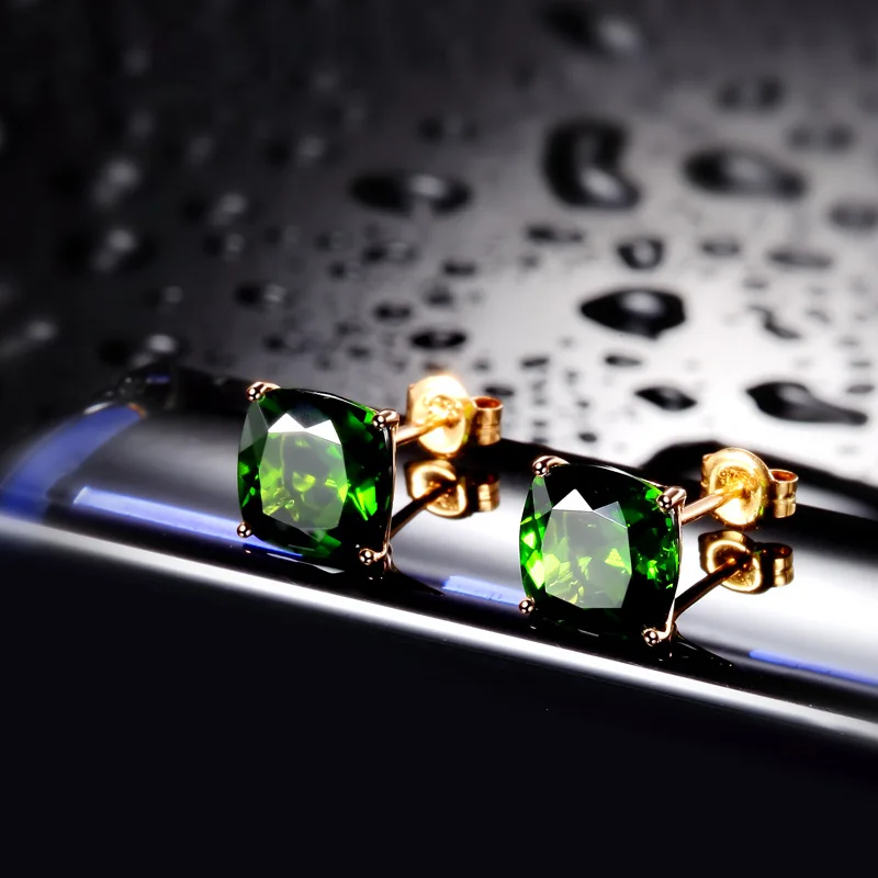 

Emerald Earrings for Women Wedding Colorful Gemstone Fine Ear Stud Earring 925 Sterling Silver Clip Zircon Ear Jewelry Gift