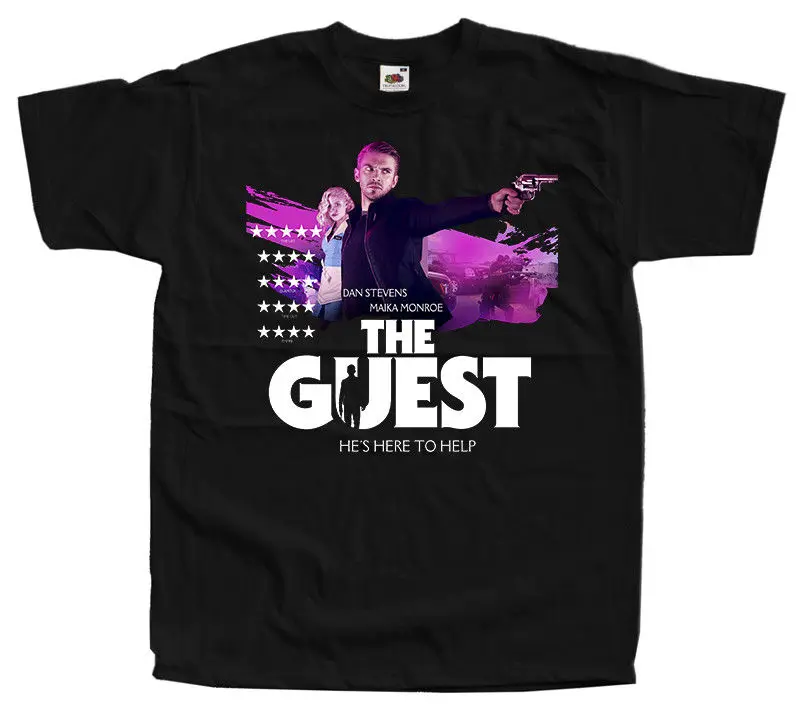 

The Guest, Movie Poster, 1996 T-SHIRT BLACK All Sizes S-3XL Short Sleeve Cotton T Shirts Man Clothing Gray Style