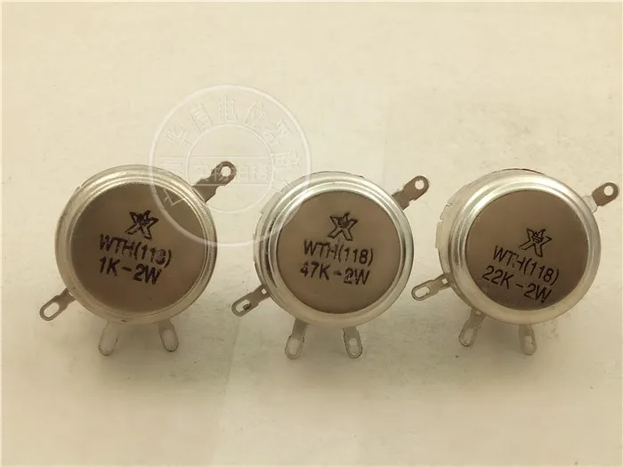 

20pcs WTH118-1A WH118 2W carbon potentiometer 470 ohm 1K 2.2K 4.7K 10K 22K 47K 100K 220K 470K 1M