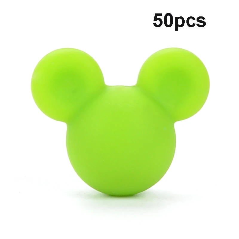 Chartreuse LOFCA 50 шт силиконовые бусины для прорезывания зубов Микки детские бусины для прорезывания зубов силиконовые бусины пищевого качества BPA бесплатно DIY Изготовление ожерелий с подвесками - Цвет: Chartreuse