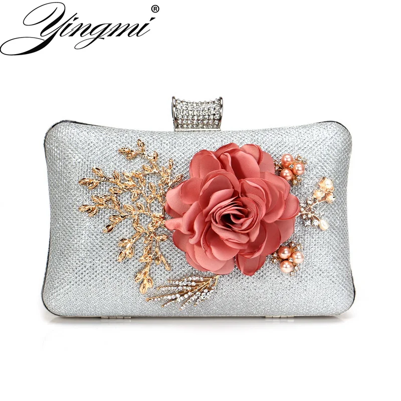Аппликации модные цветочные женские вечерние сумки сумочки для невесты бусины