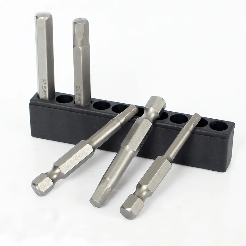 1/4&quotHex Head S2 Magnetic 50/100mm Imperial Allen Screwdriver Bit 1/16 5/64 3/32 7/64 1/8 9/64 5/32 3/16 7/32 1/4 5/16 3/8 inch |