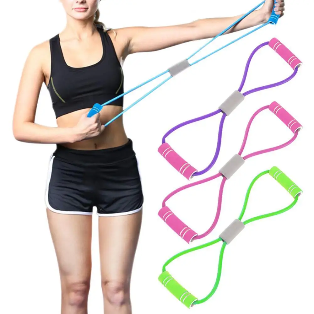 

8-Shape Gym Workout Yoga Exercise Resistance Rope Loop Bands Train Fitness Tool Yoga Circles