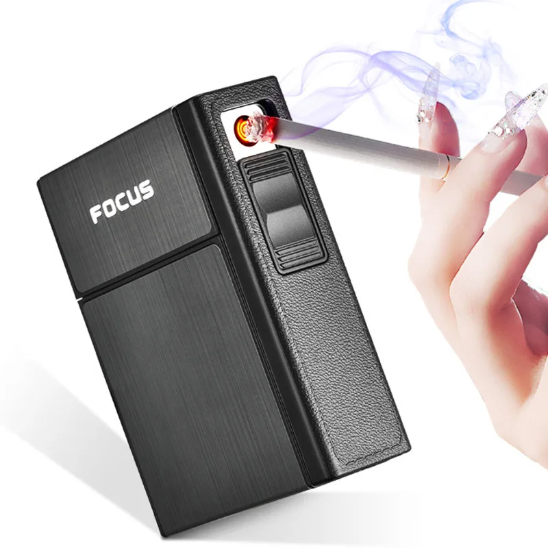 Металлический чехол для сигарет зажигалка USB Электронная Вольфрамовая турбо 20