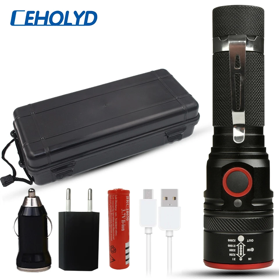 XM L T6 Супер яркий светодиодный светильник USB фонарь подсказки масштабируемый