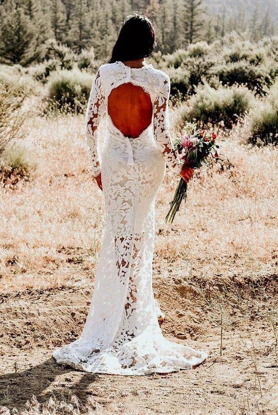 Шикарная Русалка кружевное женское платье 2020 сексуальное иллюзионное с длинным