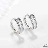 xiyanike trendy elegant silver color earrings for women sparkling single row zircon wedding jewelry prevent allergy