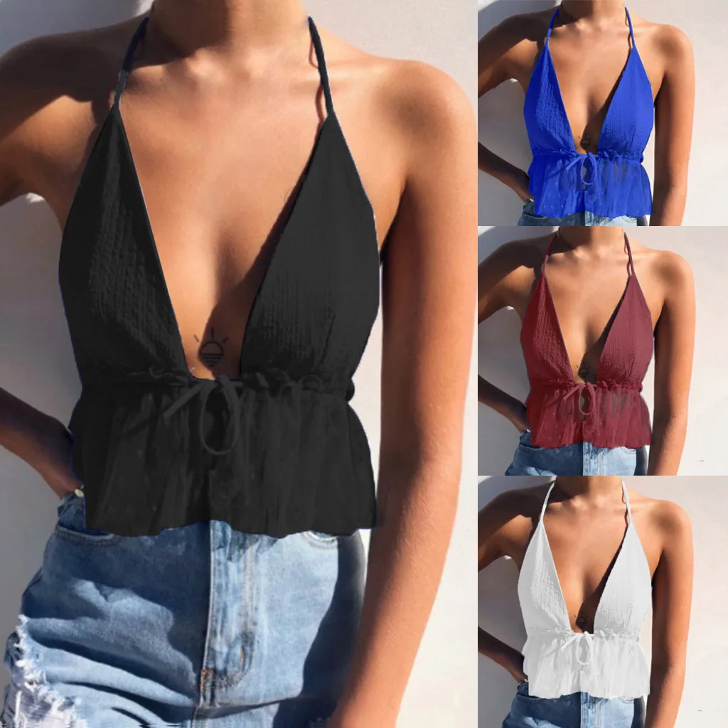 Женский сетчатый canisole сексуальный чистый цвет с открытыми плечами открытая