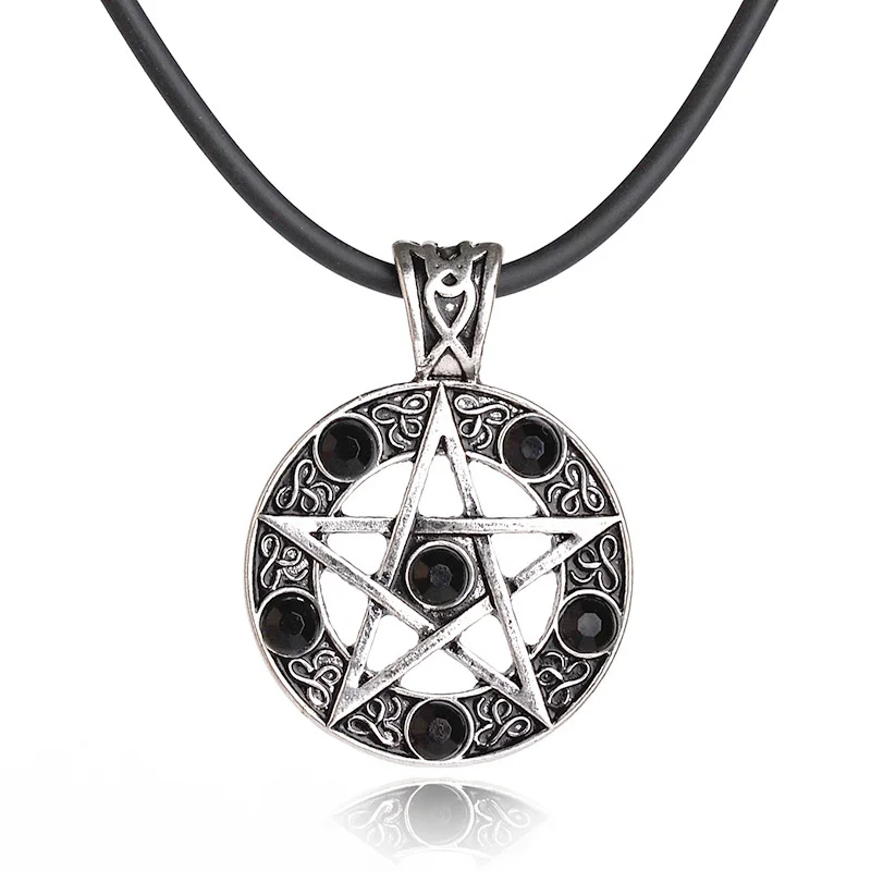 

European and American Devil Satan Five-pointed Star Logo Pendant Necklace Fashion retro punk men's necklace Jewelry wholesale