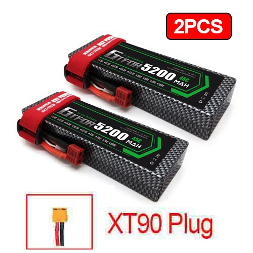 2 шт 7,4 V 5200 45c 7000mAh 60C GTFDR LiPo аккумулятор 2S HardCase для 1/8 1/10 RC модель автомобиля TRX Slash Emaxx - Цвет: 2PCS5200mahXT90