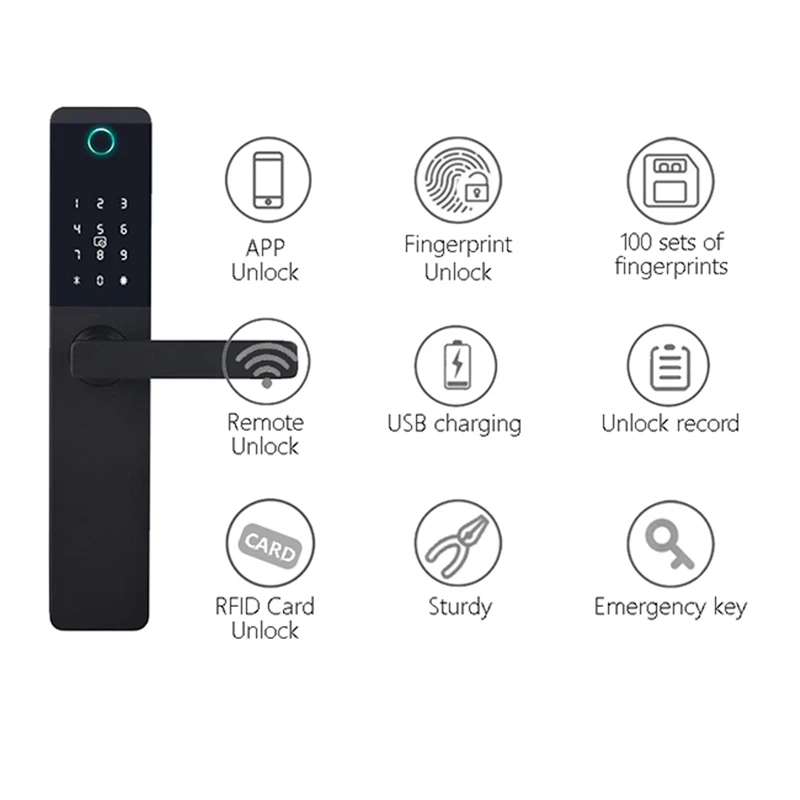 Smart door lock European rfid hotel handle intelligent security wireless electric fingerprint for home | Безопасность и защита