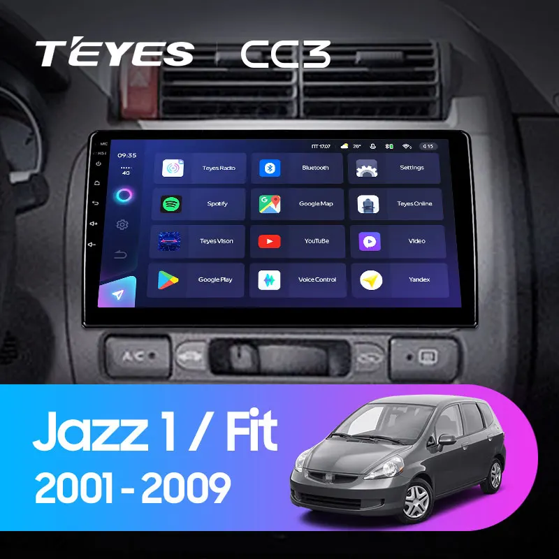TEYES CC3 Штатная магнитола For Хонда Джазз Фит Honda Jazz 1 GD 2001 - 2008 Fit 2009 до 8-ЯДЕР 6 + 128ГБ 27EQ