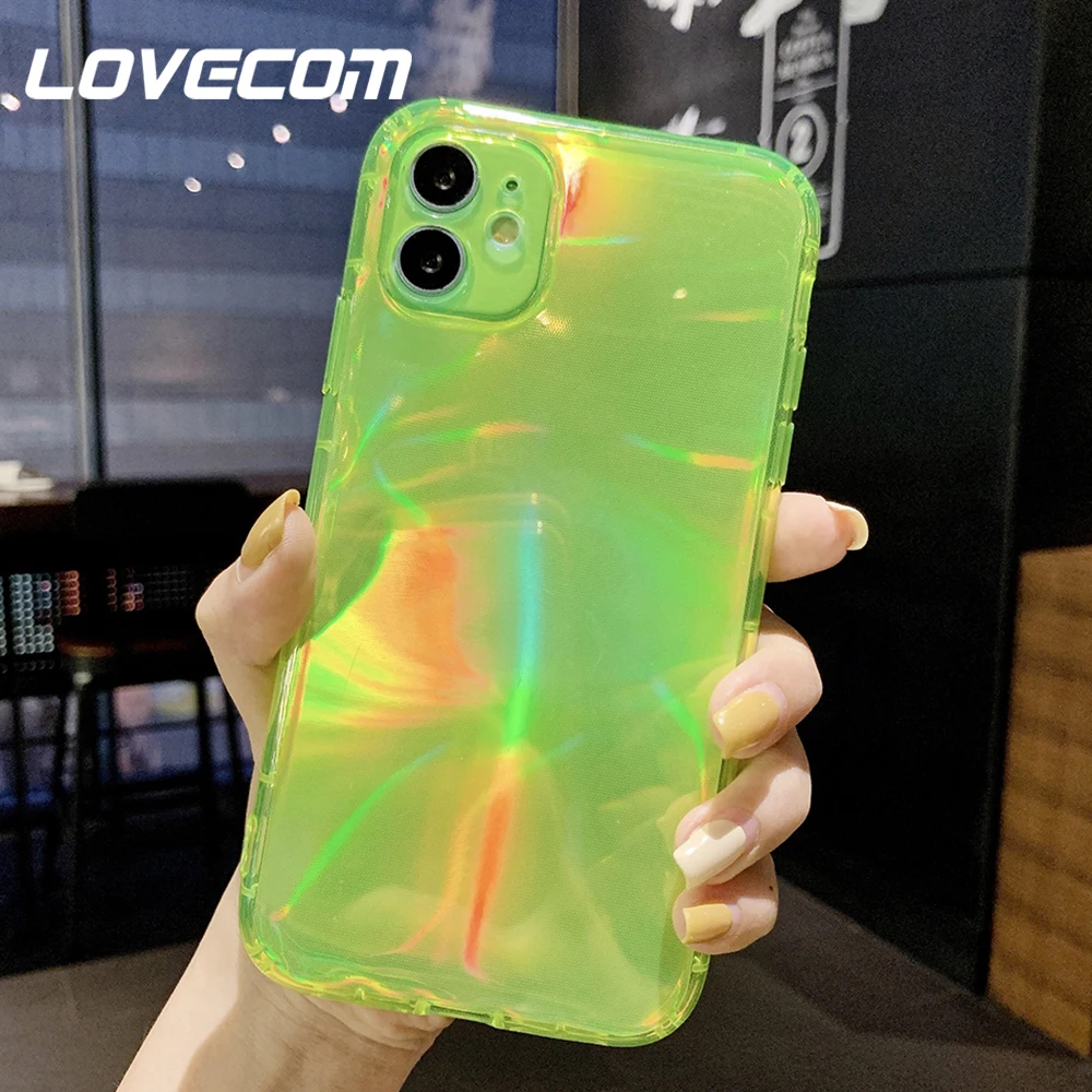 Флуоресцентный Прозрачный чехол для телефона с лазерным картонным покрытием iPhone
