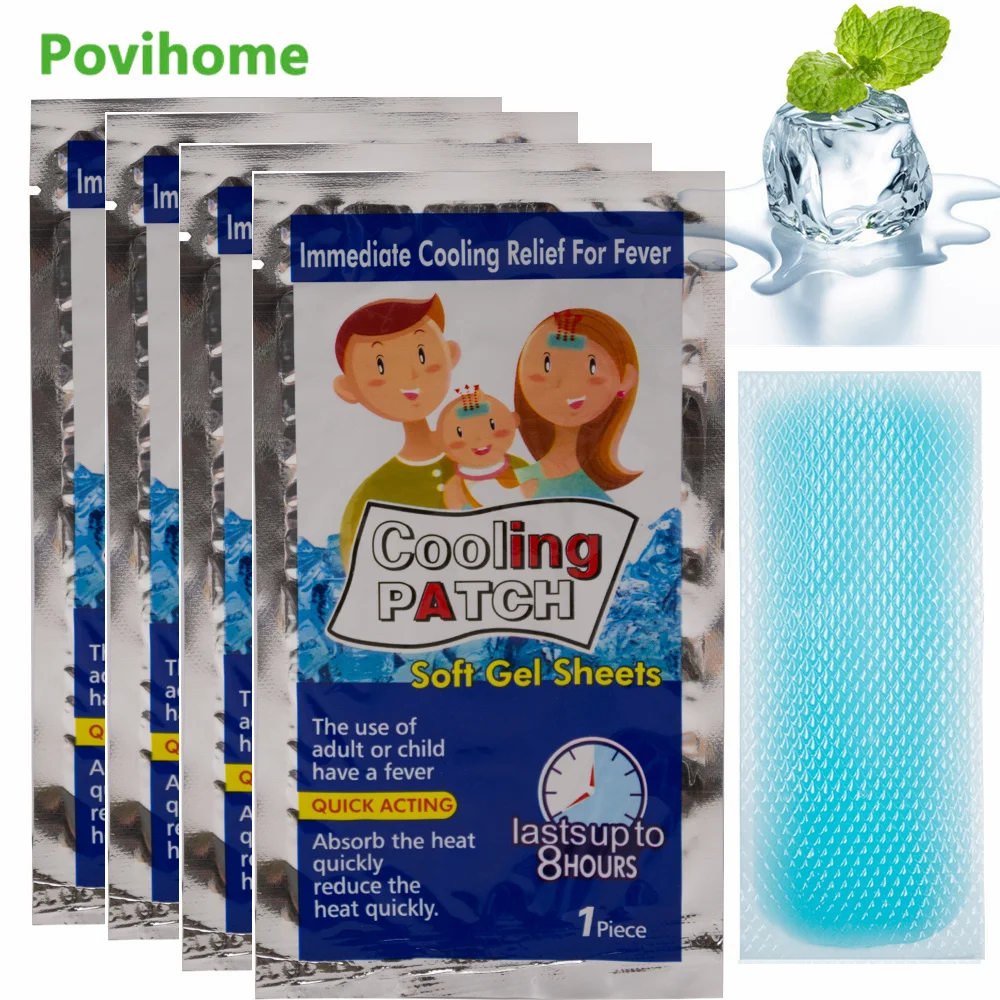 

6/8/10pcs Cooling Patches Adult Baby Fever Down Plaster Migraine Headache Pad Lower Temperature Sticker Ice Gel Polymer Hydrogel