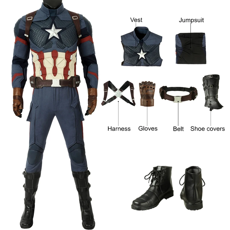 

Movies Superhero Cosplay Captain Steven Costume Rogers Jumpsuit Carnival Party Outfit Halloween Cool Role-playing Clothing