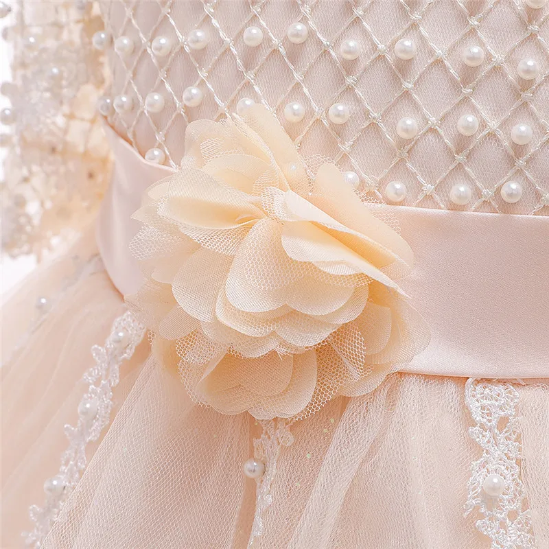 Baby Girl Tutu Dress for Wedding Party Embroidery Beaded Gold lace Flowers Princess Christmas winter children Ball Gown Dresses | Детская